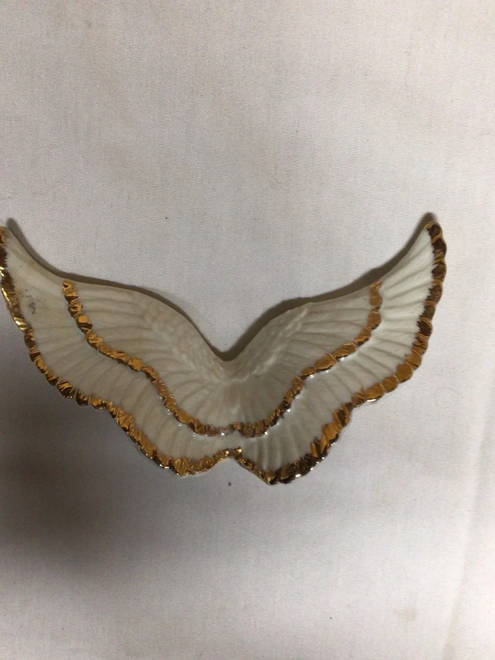 Source Unknown White and Gold Porcelain Angel Figurine